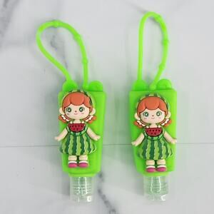 2 EMPTY Kids Refillable Containers Watermelon Doll Character Holder with Strap